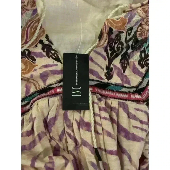 Inc Inter Concepts Luxe Boho Paisley Zebra‎ Tie-Waist Mini Dress Small TORN - Picture 9 of 16